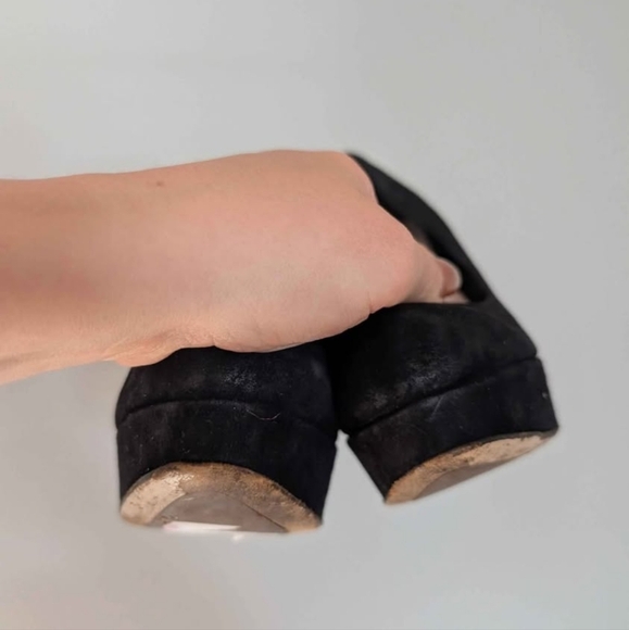 Miu Miu Black Suede Pumps Ruched Heel, 6.5, Platform, 5" Heel Classic, Sexy - Picture 5 of 10